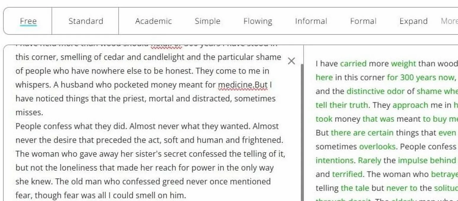 Humanize AI Pro rewriting the draft on its free mode