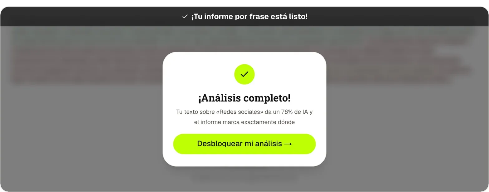 Antes de humanizar texto de ChatGPT: el análisis gratis marca 76% de IA sobre el borrador crudo